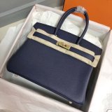 Hermes Birkin 35cm Togo leather Handbags Dark Blue Perfect