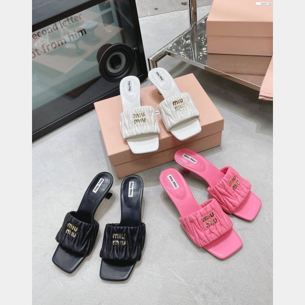 Perfect Luxury Designer Miu Miu high heel slippers Shoes