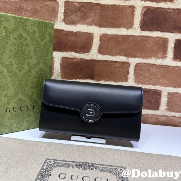 Petite GG Continental Wallet 762167 Black Gucci Knock Off Bag Inspired