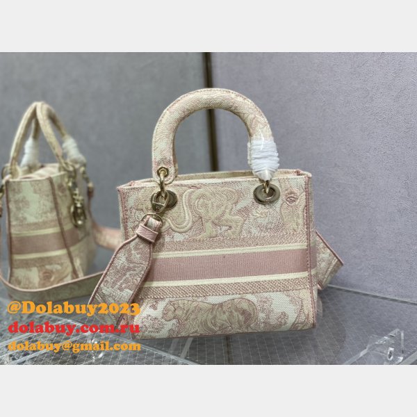 Top Quality Fake Lady Embroidery Canvas Dior 24CM High Quality bag Bag