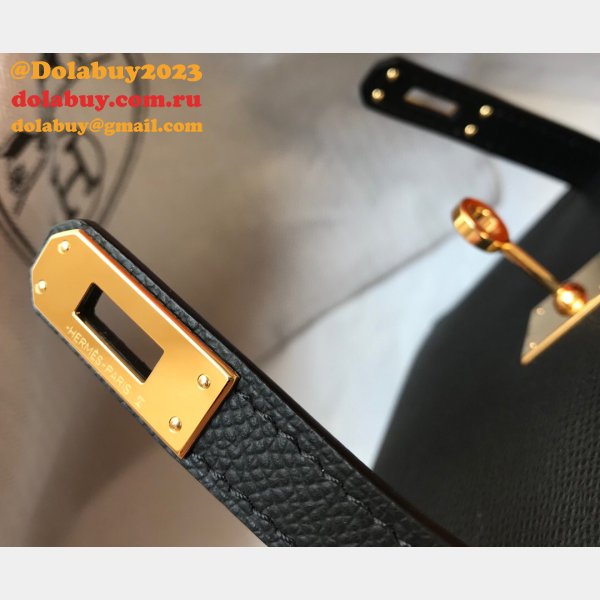 Hermes Mini Kelly Black Perfect Handbag Epsom leather