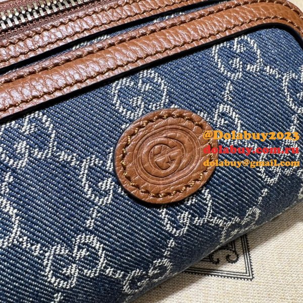 Sale Gucci Copy Belt bag with Interlocking G 682933 blue and ivory GG