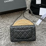 High AAA+ Knockoff AP3839 Black Small Flap Wallet Fashion Bag