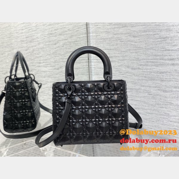 Christian Lady Dior 24cm AAA+ 1:1 Mirror Top Quality Black Bag