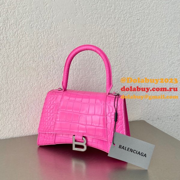 Duplicate Balenciaga Online Store Crocodile Pattern Hourglass 19/23cm Bag