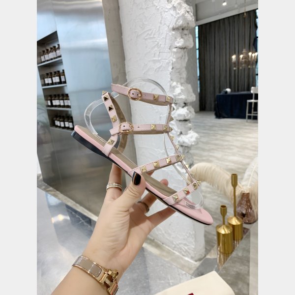 Copy VALENTINO ROCKSTUD FLAT CALFSKIN SANDAL WITH STRAPS