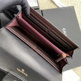 Top Quality CC Leather Chevron Flap Long Wallet A80758