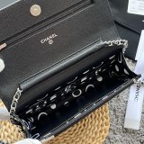 High AAA+ Knockoff AP3839 Black Small Flap Wallet Fashion Bag