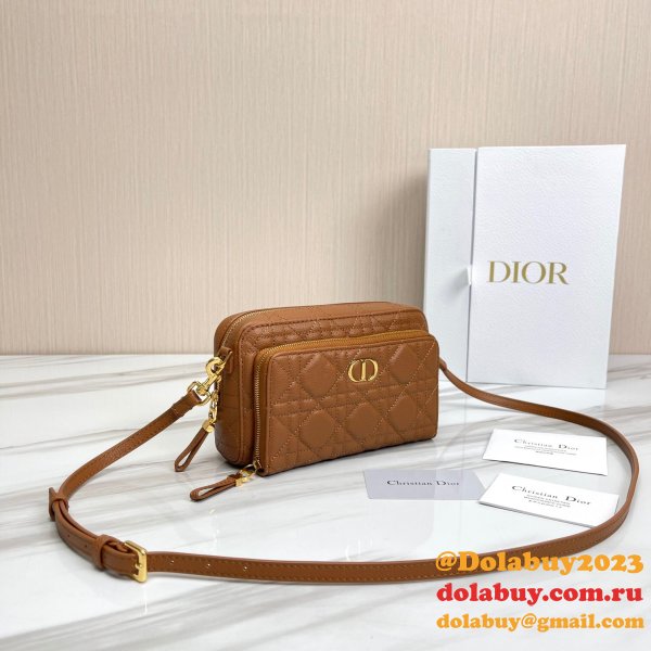 High Quality Dior Caro Bag Brown Supple Cannage Calfskin Fashion