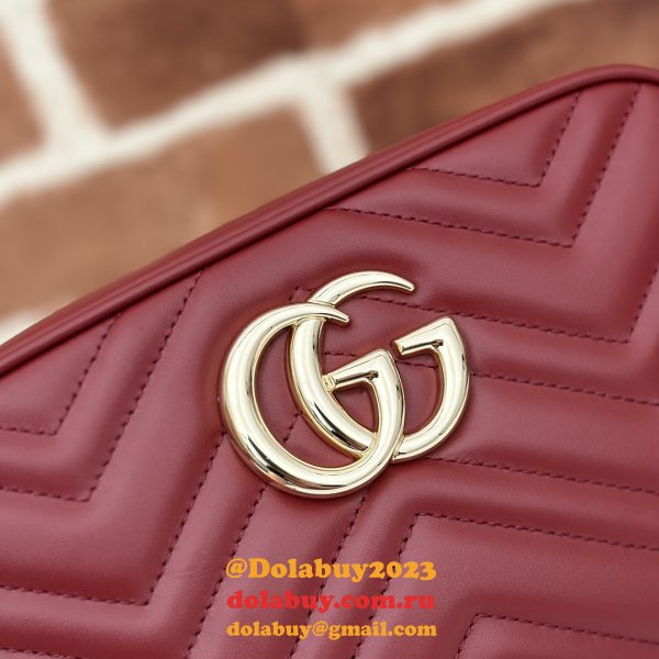 Gucci Perfect Knockoff Wholesale 447632 GG Marmont Small Matelassé Shoulder Red Bag