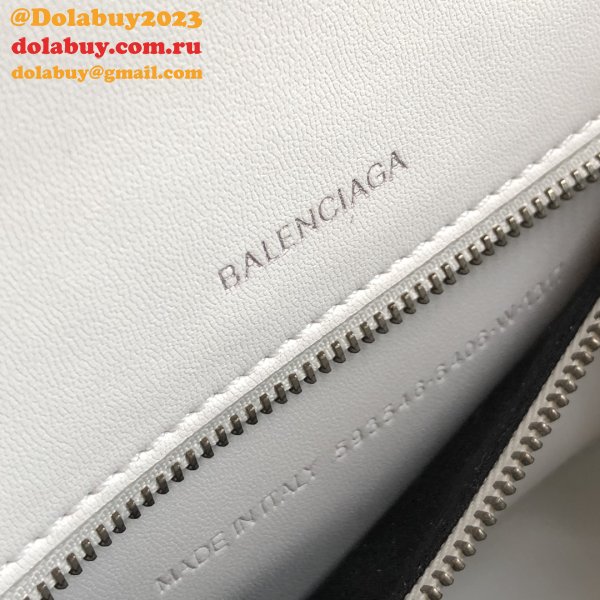 Knockoff Balenciaga White Hourglass Leather Top Handle Bag