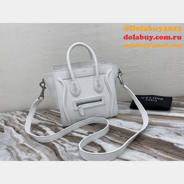 Buy Online Celine White Nano Luggage Bag-168243 Duplicate