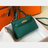 Hermes Mini Kelly Fake Army Green Handbag Epsom leather