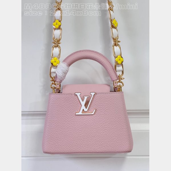 Pink White M48865 Flower Chain Knockoff The Capucines Perfect LV Bag