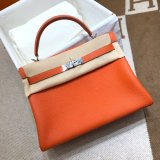 Hermes Kelly 32cm Togo leather Orange Fashion