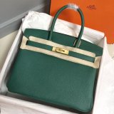 Hermes Birkin 35cm Togo leather Handbags Green High Quality bag