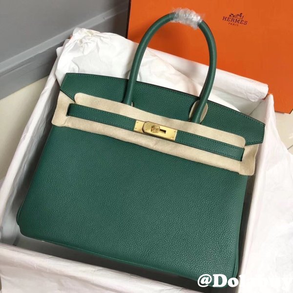 Hermes Birkin 35cm Togo leather Handbags Green High Quality bag