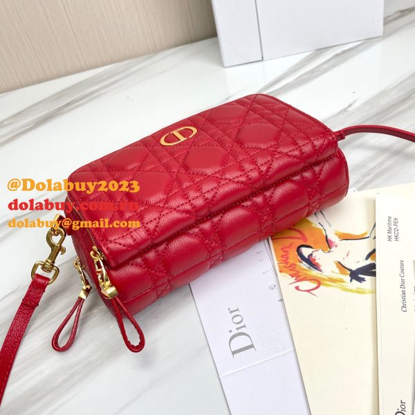 High Quality Dior Caro Bag Brown Supple Cannage Calfskin Fashion