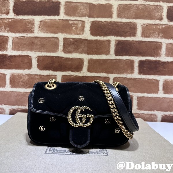 Affordable 446744 Black Marmont Top-Quality 7 Star Gucci Bags