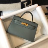 Hermes Duplicate Mini Kelly Epsom leather ArmyGreen Bags