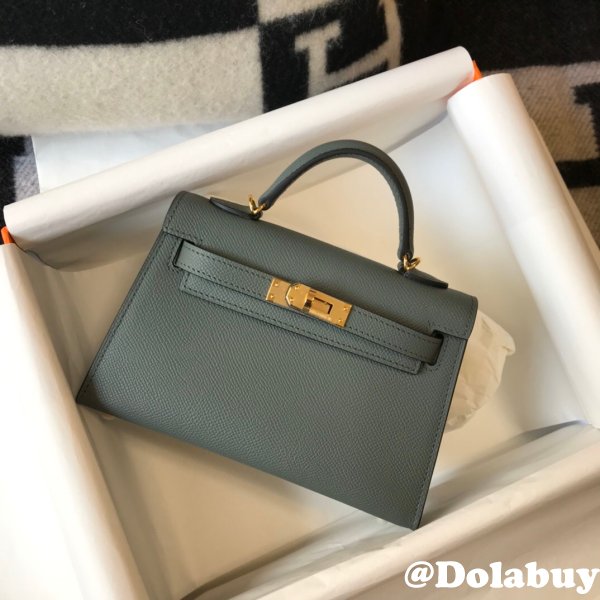 Hermes Duplicate Mini Kelly Epsom leather ArmyGreen Bags