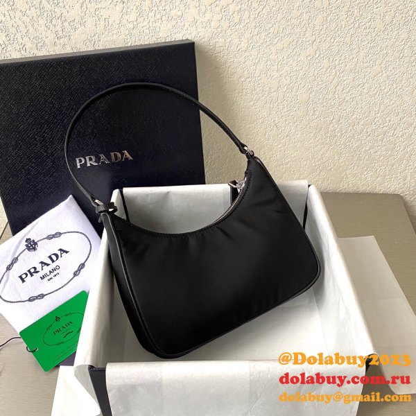 Prada AAA+ Zip Women's Hobo Black/Rose Bags Leather Handle