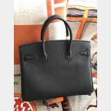 Hermes Birkin Epsom leather Handbags Black Silver Fashion