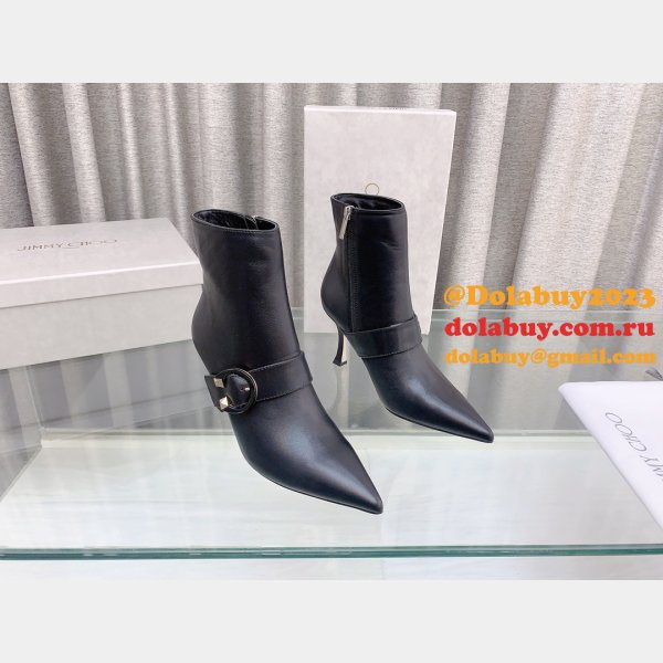 Duplicate Jimmy Choo C Buckle High Heel Ankle Designer Boots