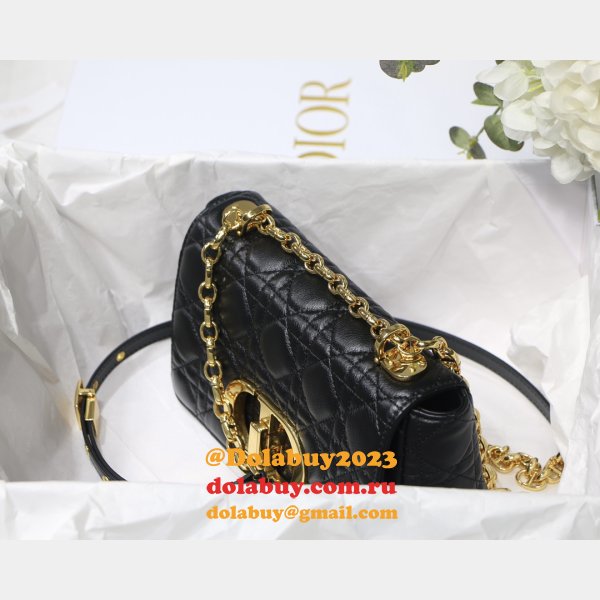 Copy Dior Caro 20cm Bag Black Supple Cannage Calfskin