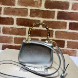 China Gucci 1:1 Mirror Bamboo 1947 675797/686864 top handle Silver bag