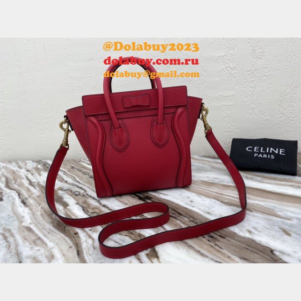 Celine Copy Red Luggage Nano Shopper 168243 Women's Leather