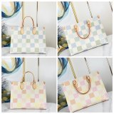 New Louis Vuitton On the Go N40518 Blue Pastel Damier Tote 1:1 Mirror Bag