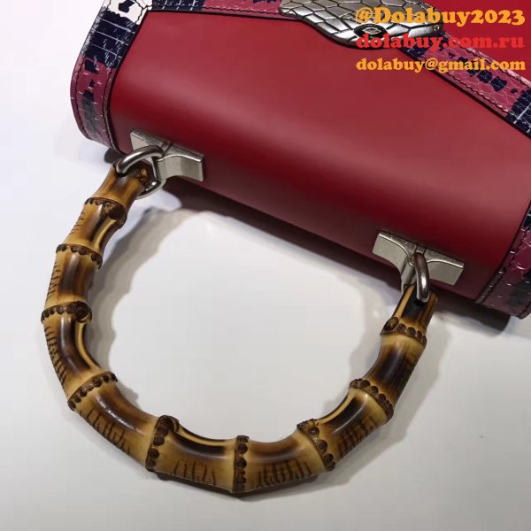 Best Gucci Bests Lilith Top Handle Bag Leather 453751 Snakeskin Small