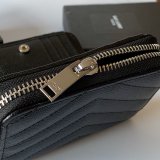 Inspired Saint Laurent monogram compact zip around black wallet