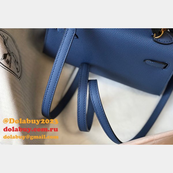 Hermes Blue Mini Kelly Cheap Handbag Epsom leather