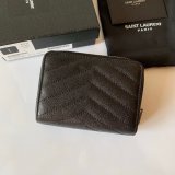 Inspired Saint Laurent monogram compact zip around black wallet