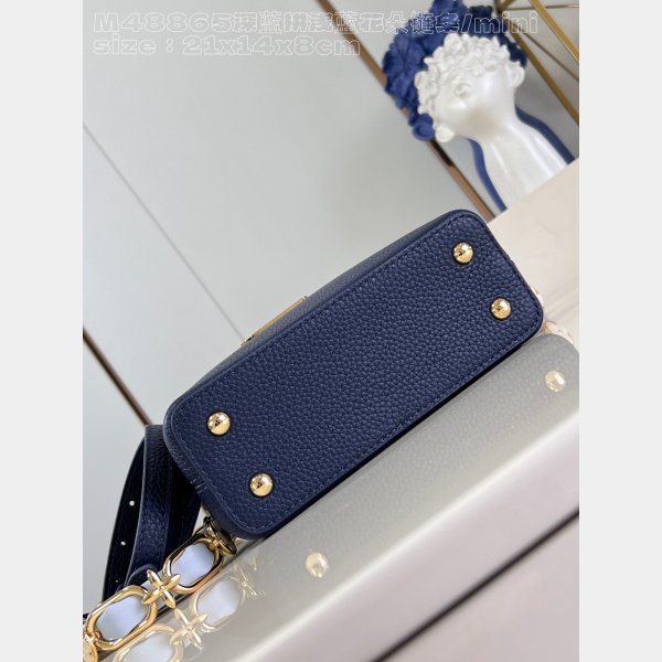 Louis Vuitton M48865 Dark Blue Light Flower Chain Capucines UK Handbag