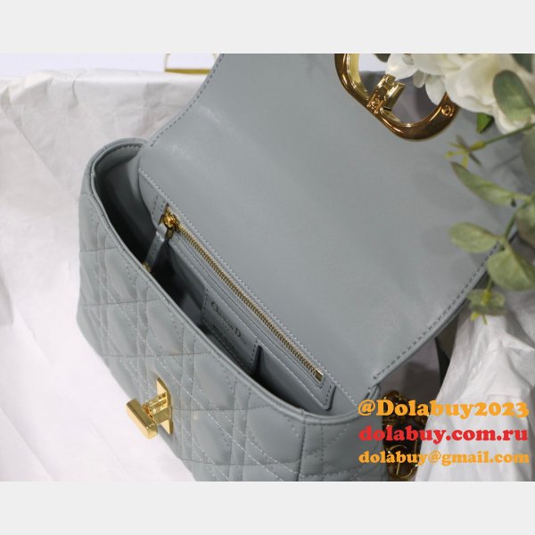 UK Dior Caro Bag Black Soft Cannage Calfskin Gray