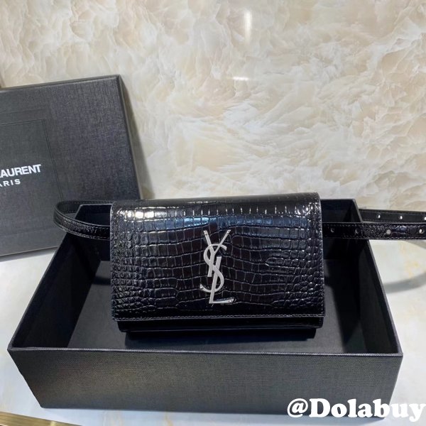 Duplicate black Saint Laurent YSL Monogram Logo Fanny Pack