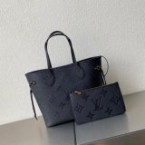 Louis Vuitton M45685 Designer Neverfull MM Monogram Empreinte Leather Black