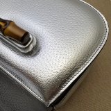 China Gucci 1:1 Mirror Bamboo 1947 675797/686864 top handle Silver bag