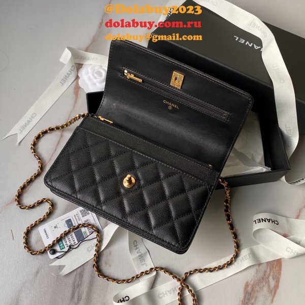 Best Top Wallet On Chain 1:1 Mirror AP4062 Black UK Bag