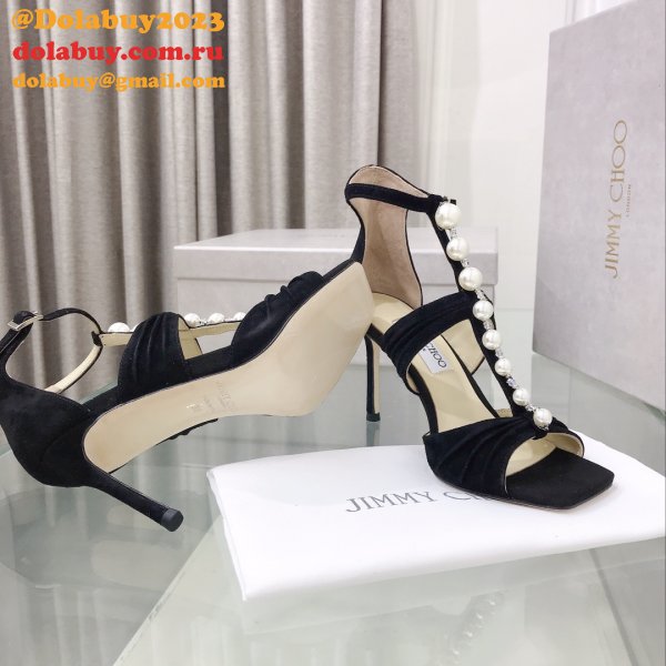 Suede Sandals Aura 95 Luxury Jimmy Choo Heel: 8.5 cm Shoes