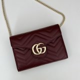 Gucci Cheap GG Marmont Chain Wallets 474575 Red Bag