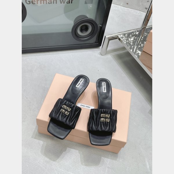 Perfect Luxury Designer Miu Miu high heel slippers Shoes