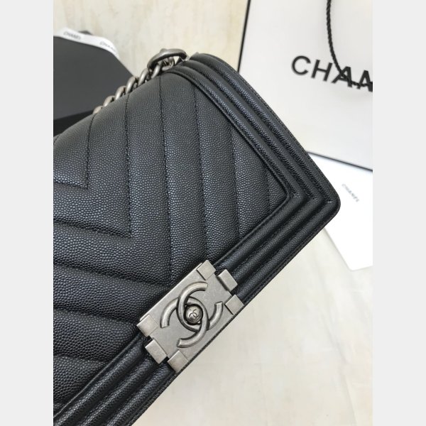 Buy top High Quality bag CC V Le Boy Handbag caviar leather 25cm