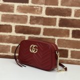 Gucci Perfect Knockoff Wholesale 447632 GG Marmont Small Matelassé Shoulder Red Bag