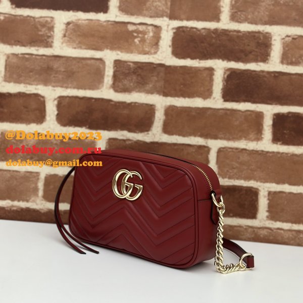 Gucci Perfect Knockoff Wholesale 447632 GG Marmont Small Matelassé Shoulder Red Bag