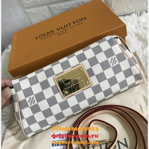 Louis Vuitton Pochette Eva White Damier Azur Canvas Cross Body 7 Star N55214 Bag