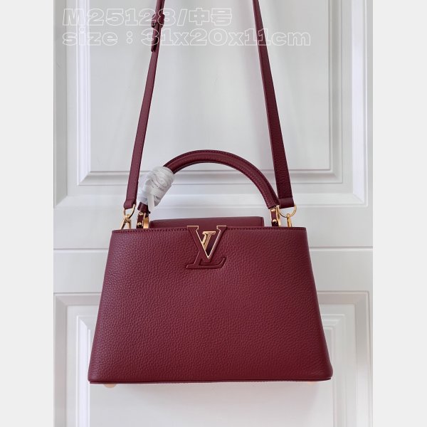 Capucines 1:1 Mirror M25128 Purple-Red Louis Vuitton Fashion Handbag